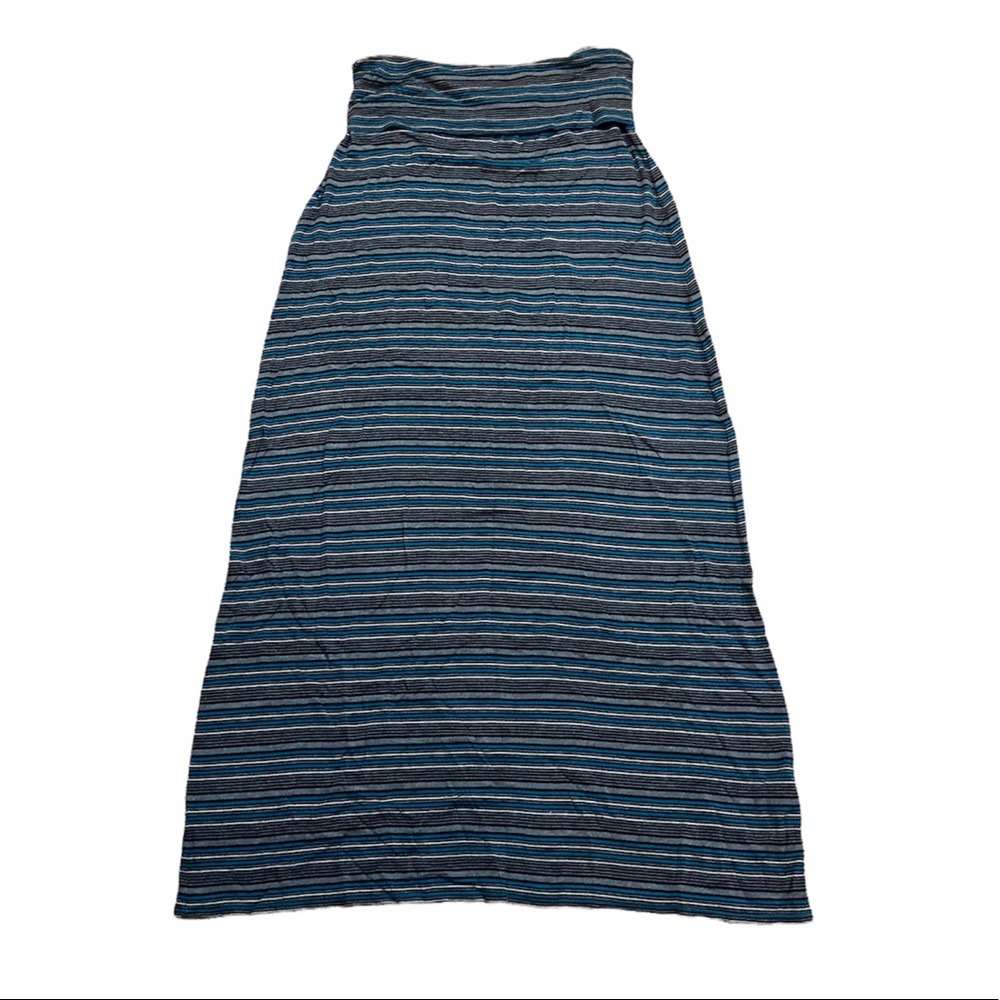Long striped elastic waistband maxi skirt XS turquoise, gray, black, white, XS